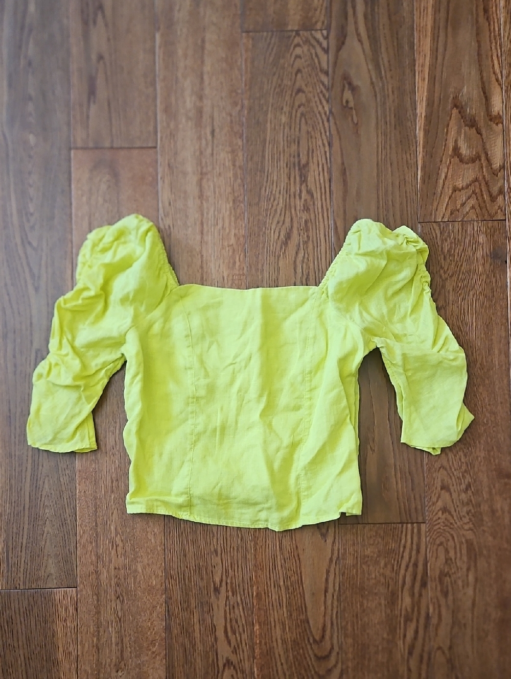 Rachel Zoe Lemon Lime Puff Sleeve Square Neck Top